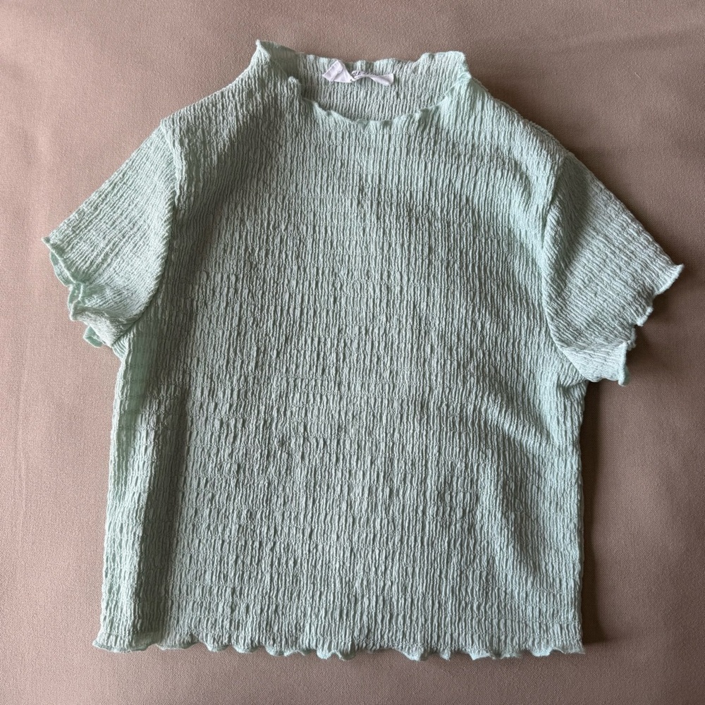 Double Zero Mint Green Textured Short Sleeve Top